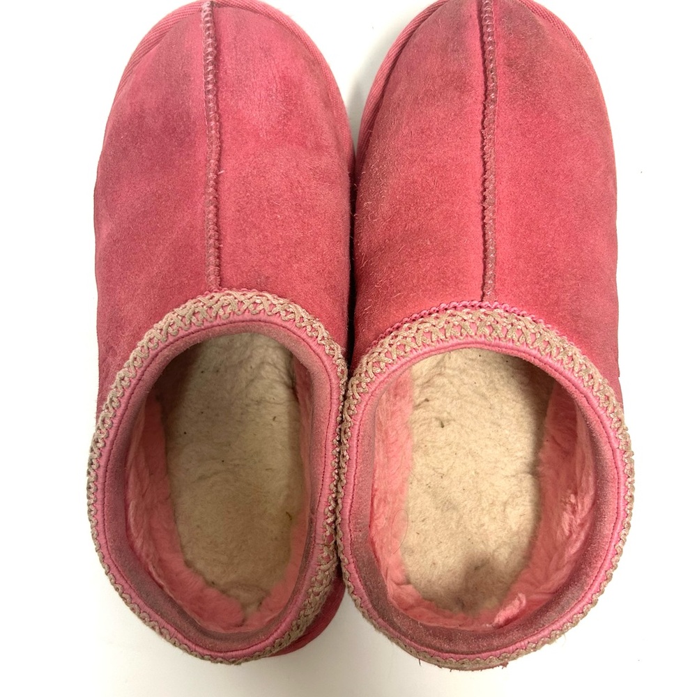 Ugg Womens Tasman Slippers Sz 6 Pink Suede Sheepskin Slip On Casual Barbie Core - Picture 4 of 11